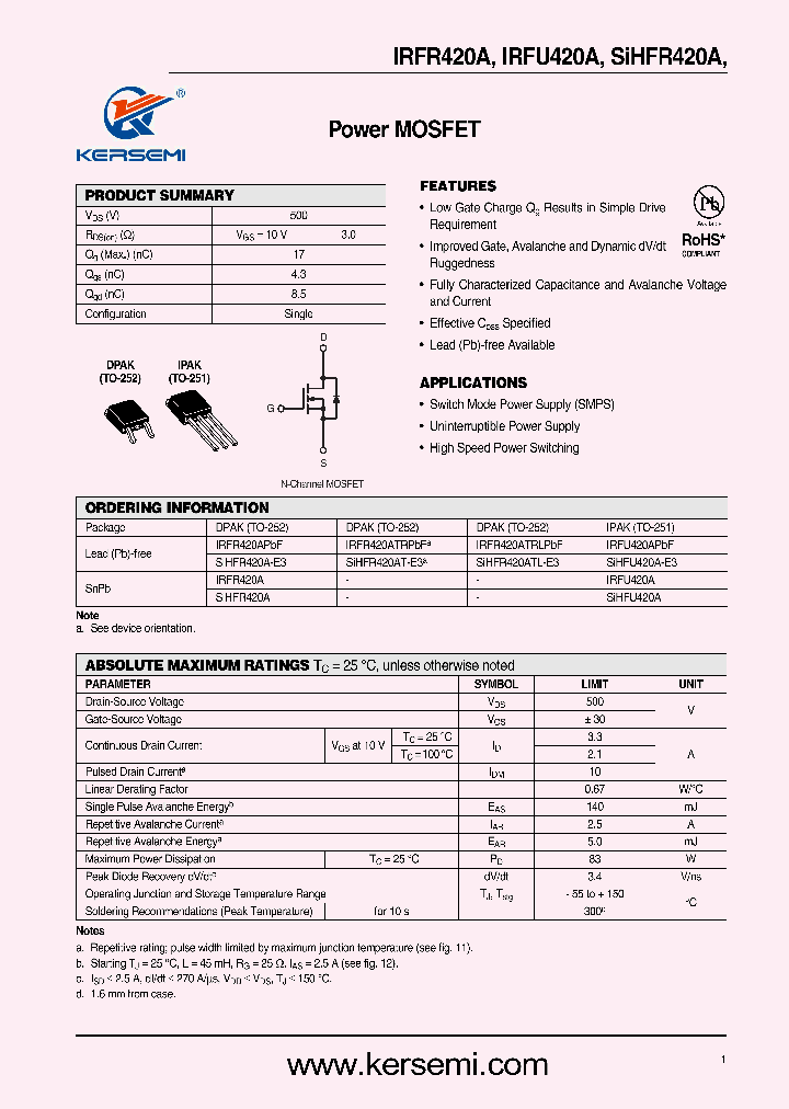 IRFR420ATRR_8344259.PDF Datasheet