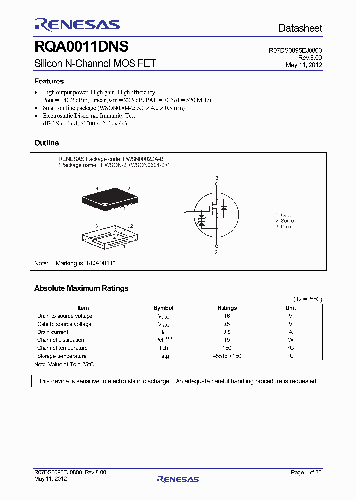 RQA0011DNS-15_8345276.PDF Datasheet