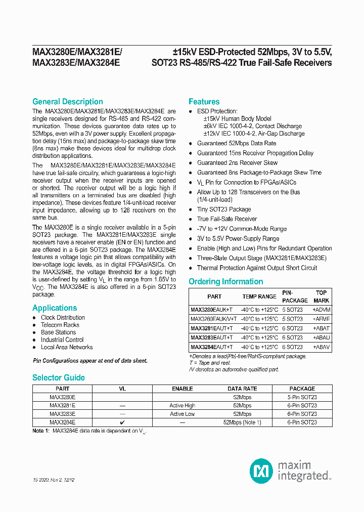 MAX3280EAUKT_8346052.PDF Datasheet