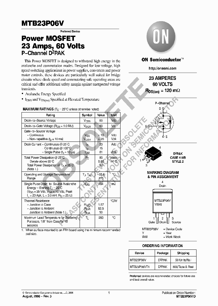 MTB23P06V_8351670.PDF Datasheet