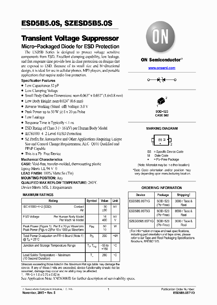 SZESD5B50ST1G_8359445.PDF Datasheet