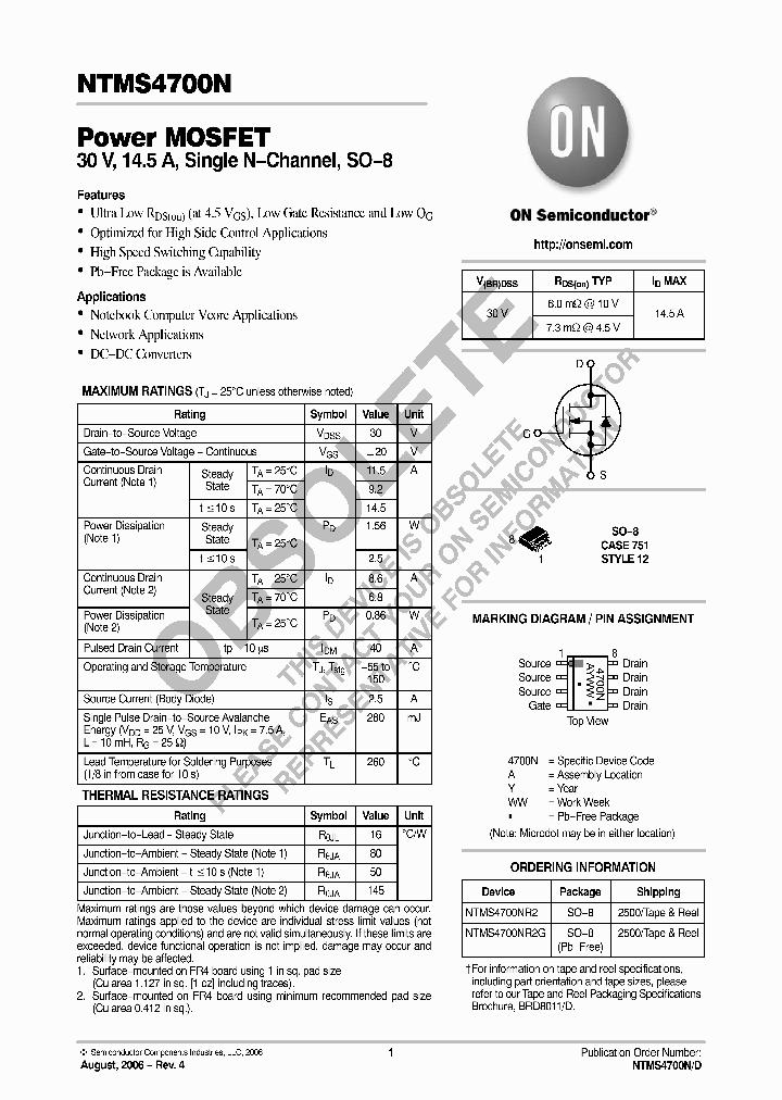NTMS4700N_8363674.PDF Datasheet Download --- IC-ON-LINE