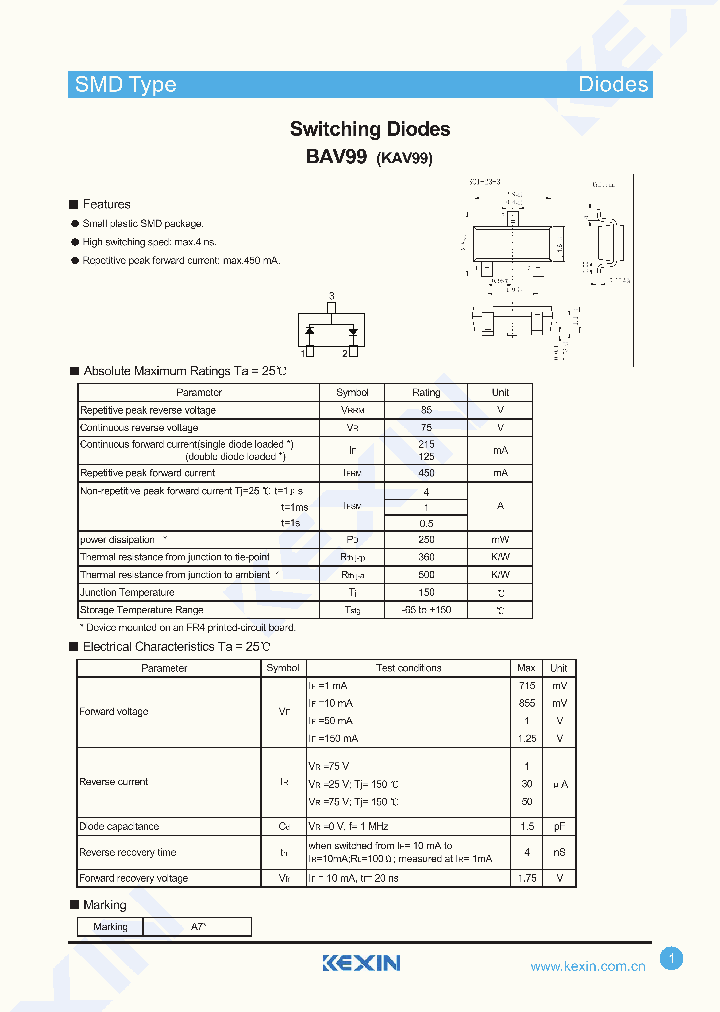 BAV99-3_8364907.PDF Datasheet Download --- IC-ON-LINE