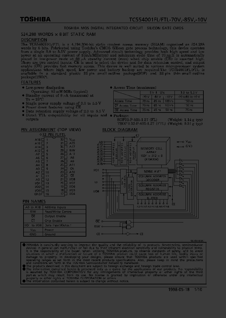 TC554001FTL-10V_8364980.PDF Datasheet