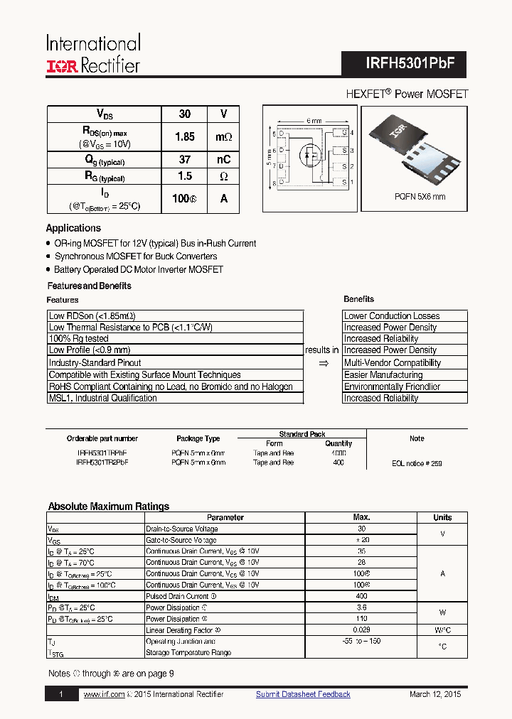 IRFH5301PBF_8365624.PDF Datasheet