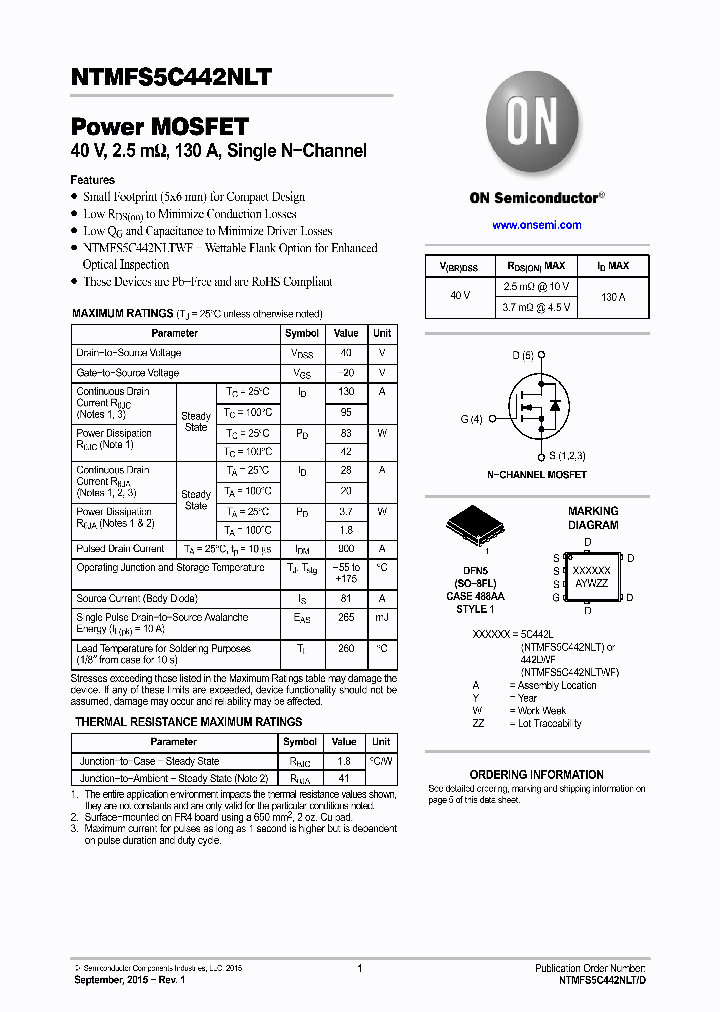 NTMFS5C442NLTWFT1G_8370189.PDF Datasheet