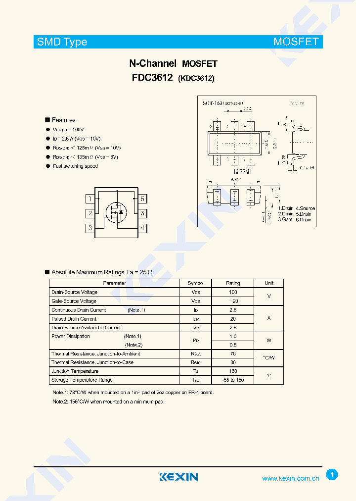 FDC3612_8370293.PDF Datasheet