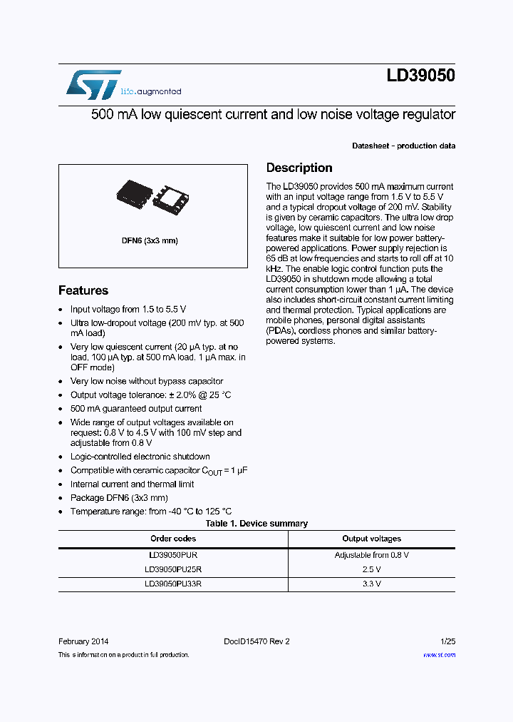 LD39050PU33R_8377506.PDF Datasheet Download --- IC-ON-LINE