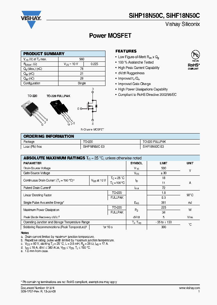 SIHF18N50C_8394906.PDF Datasheet