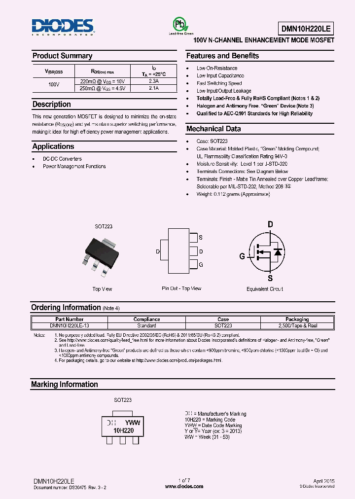 DMN10H220LE-15_8405369.PDF Datasheet