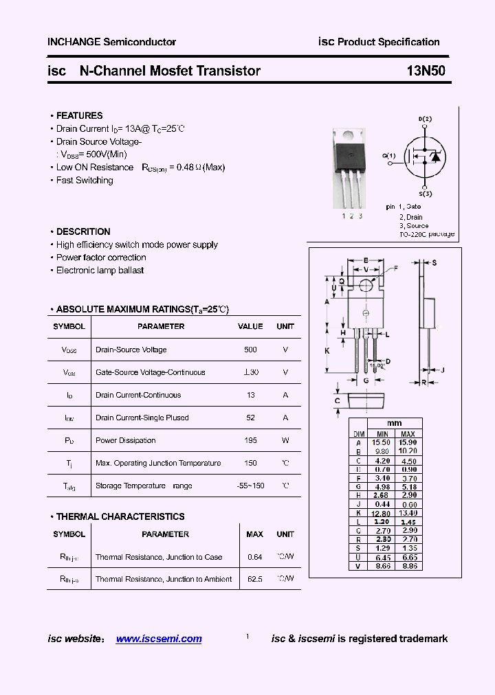 13N50_8410485.PDF Datasheet