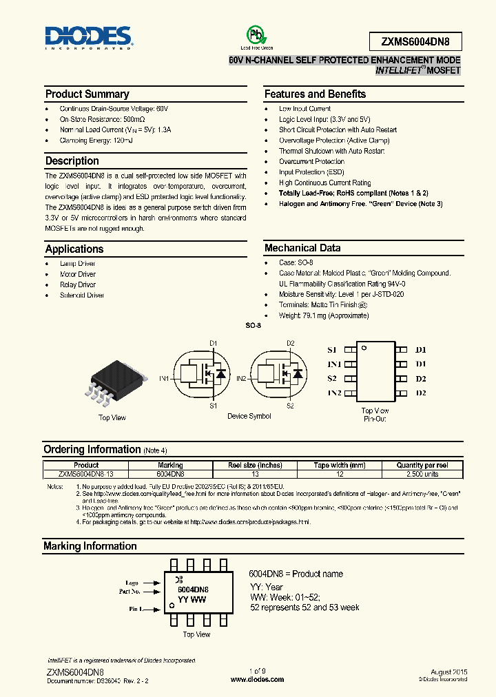 ZXMS6004DN8-13_8432524.PDF Datasheet Download --- IC-ON-LINE