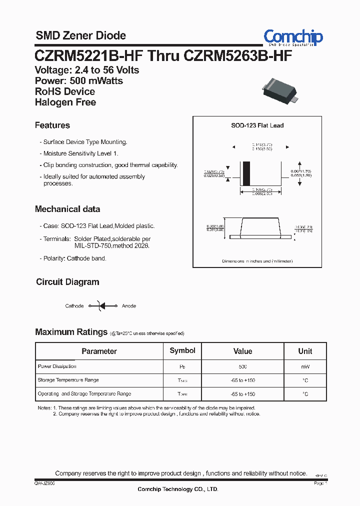 CZRM5263B-HF_8442205.PDF Datasheet