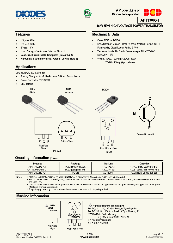 APT13003HUG1_8440001.PDF Datasheet Download