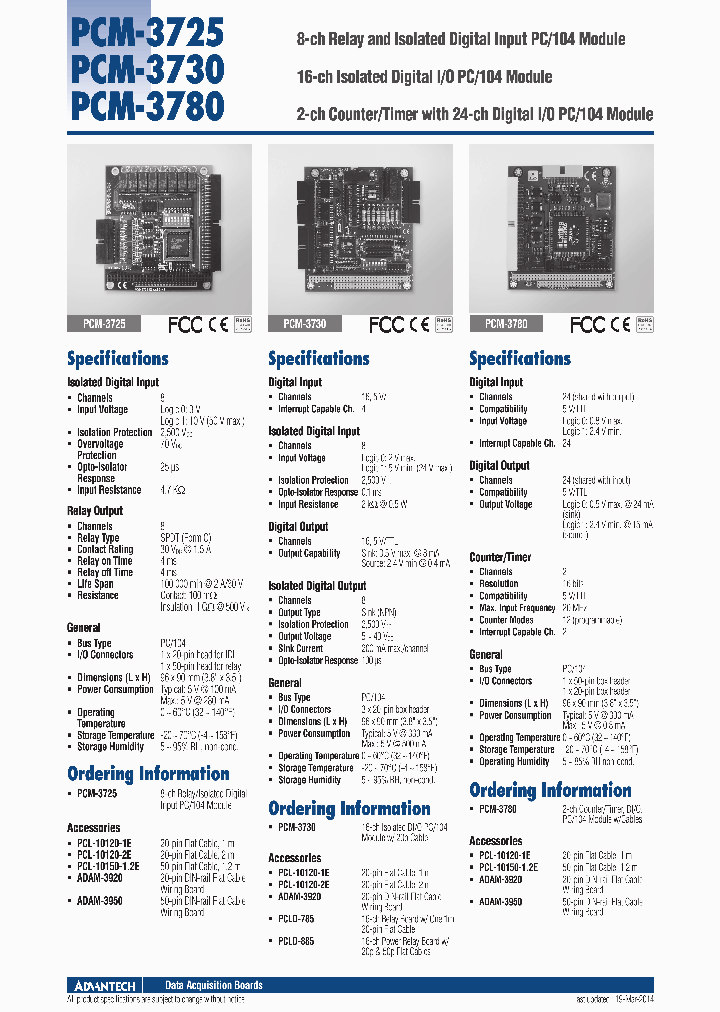 PCM-3725-14_8462400.PDF Datasheet Download --- IC-ON-LINE