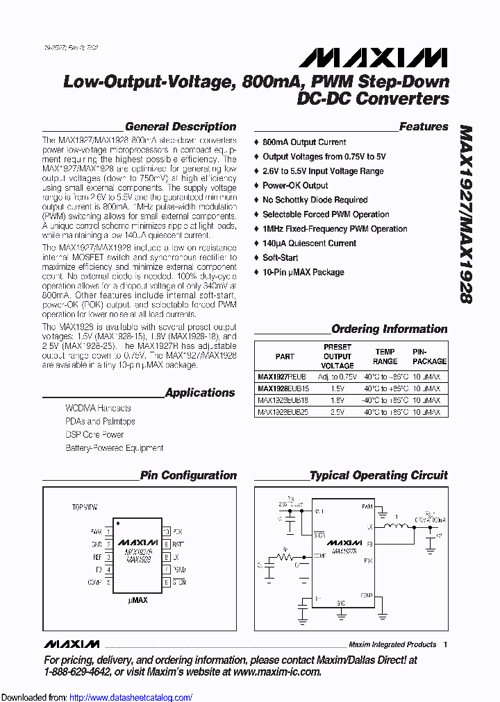 MAX1927REUB-TG05_8462195.PDF Datasheet Download --- IC-ON-LINE