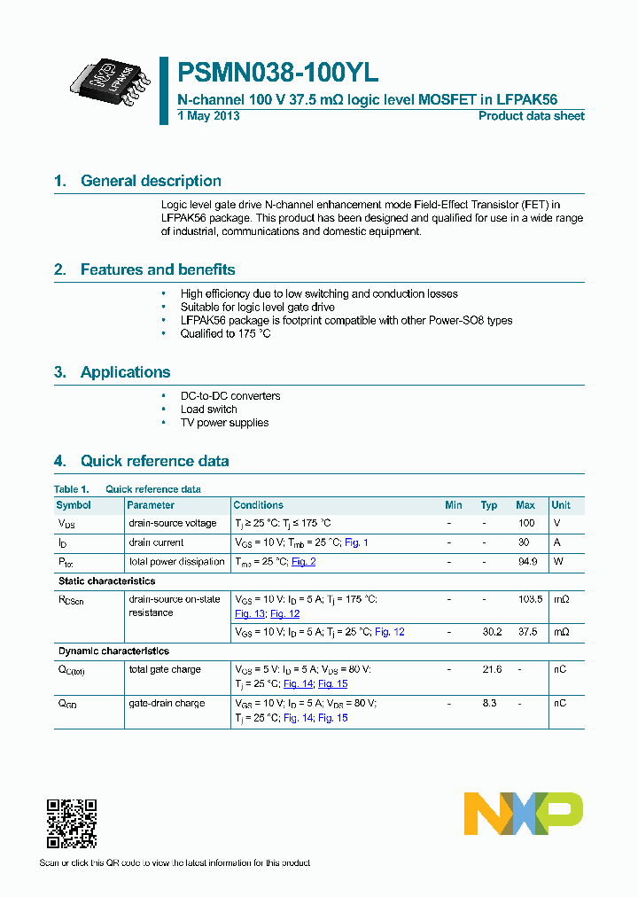 PSMN038-100YL-15_8469589.PDF Datasheet