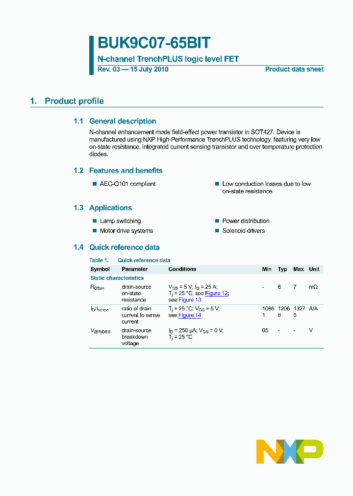 BUK9C07-65BIT-15_8490783.PDF Datasheet