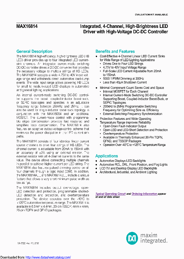 MAX16814CAUP_8512556.PDF Datasheet