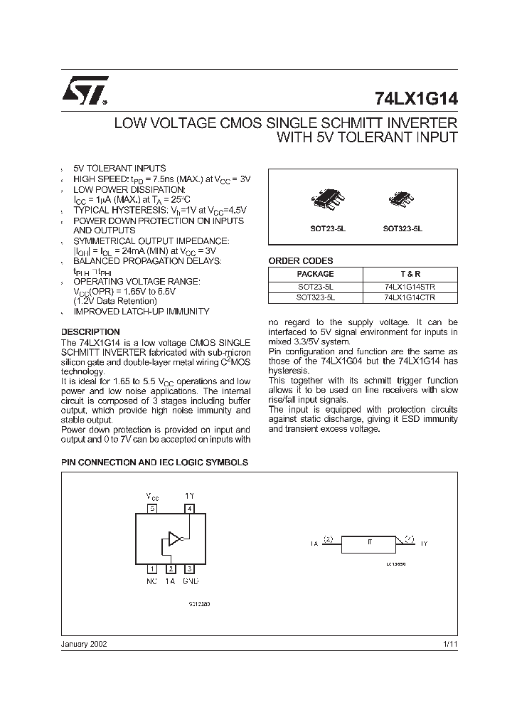 74LX1G14STR_8514481.PDF Datasheet