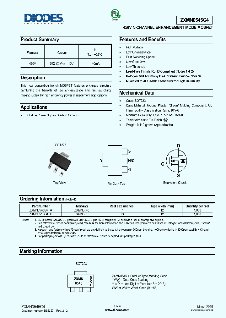 ZXMN0545G4-15_8533487.PDF Datasheet Download --- IC-ON-LINE