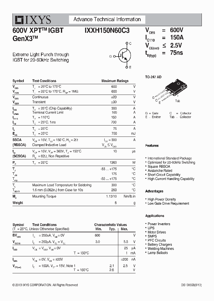 IXXH150N60C3_8533812.PDF Datasheet