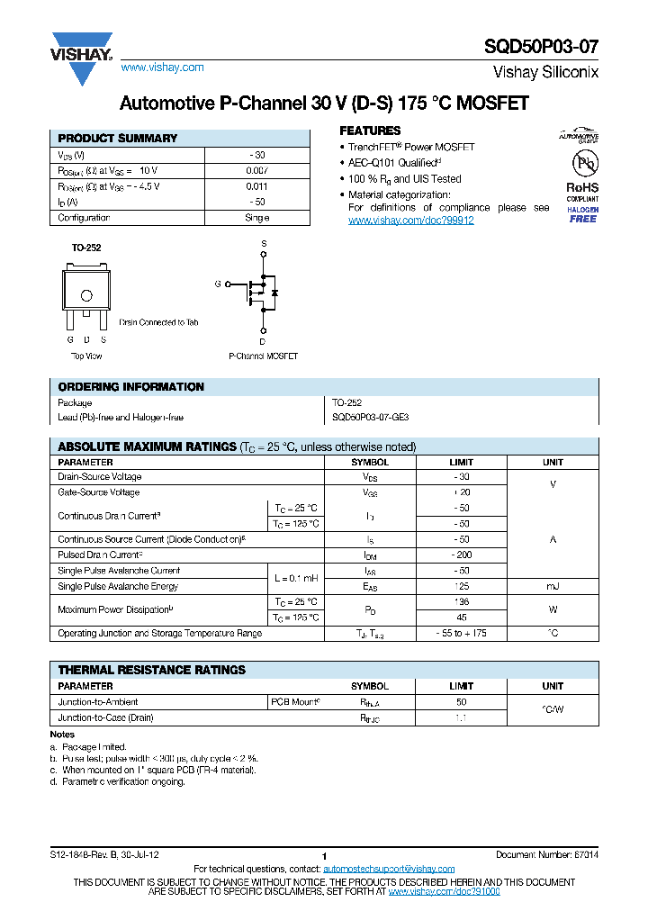 SQD50P03-07-15_8538227.PDF Datasheet