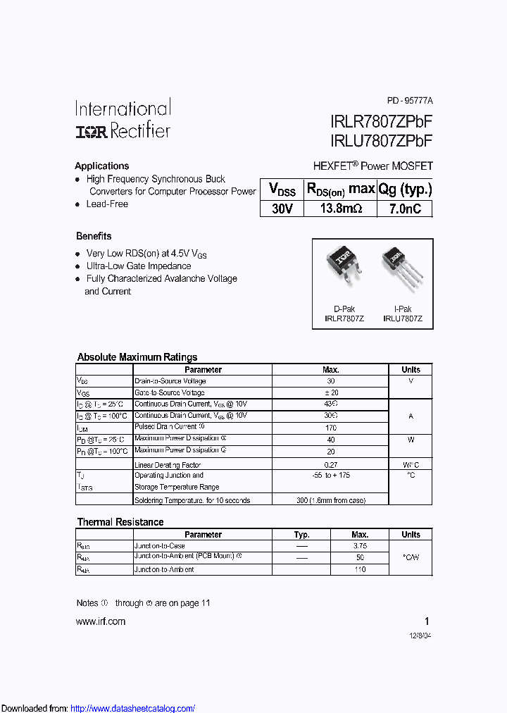 IRLU7807ZPBF_8545044.PDF Datasheet