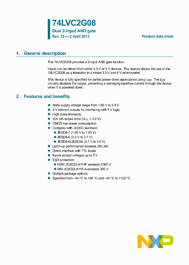 74LVC2G08GS_8573421.PDF Datasheet