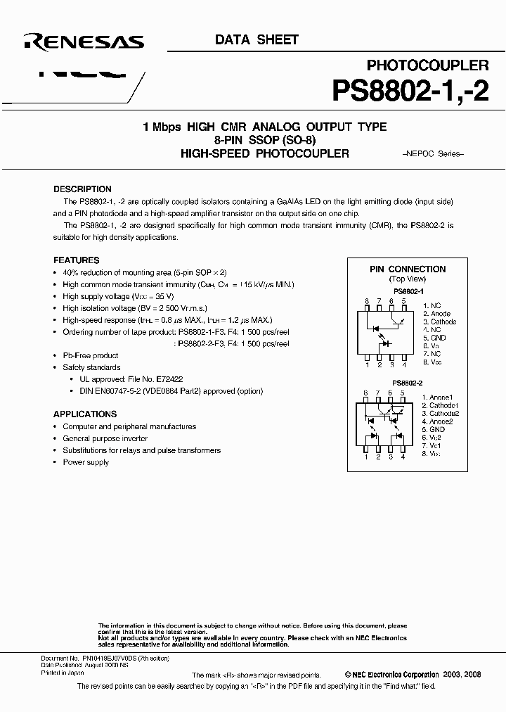PS8802-1-V_8585220.PDF Datasheet Download --- IC-ON-LINE