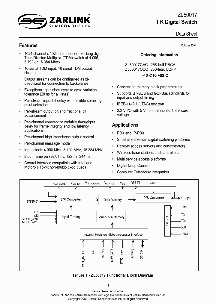 ZL50017QCC_8594366.PDF Datasheet
