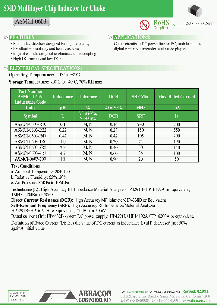 ASMCI-0603-R47_8601919.PDF Datasheet