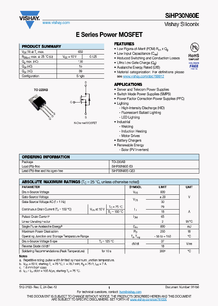 SIHP30N60E-GE3_8602763.PDF Datasheet