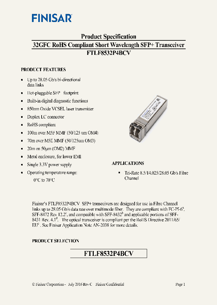 FTLF8532P4BCV_8619681.PDF Datasheet