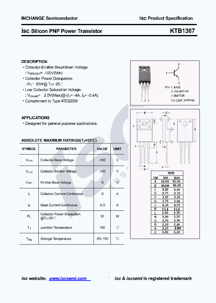 KTB1367_8623623.PDF Datasheet