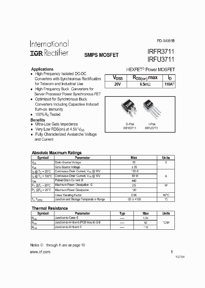 IRFU3711PBF_8628667.PDF Datasheet