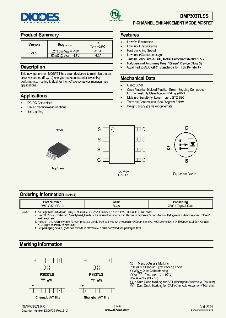 DMP3037LSS-15_8629599.PDF Datasheet
