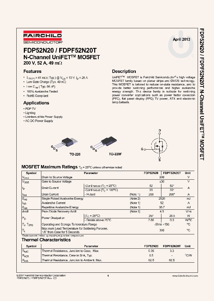 FDPF52N20T_8635268.PDF Datasheet