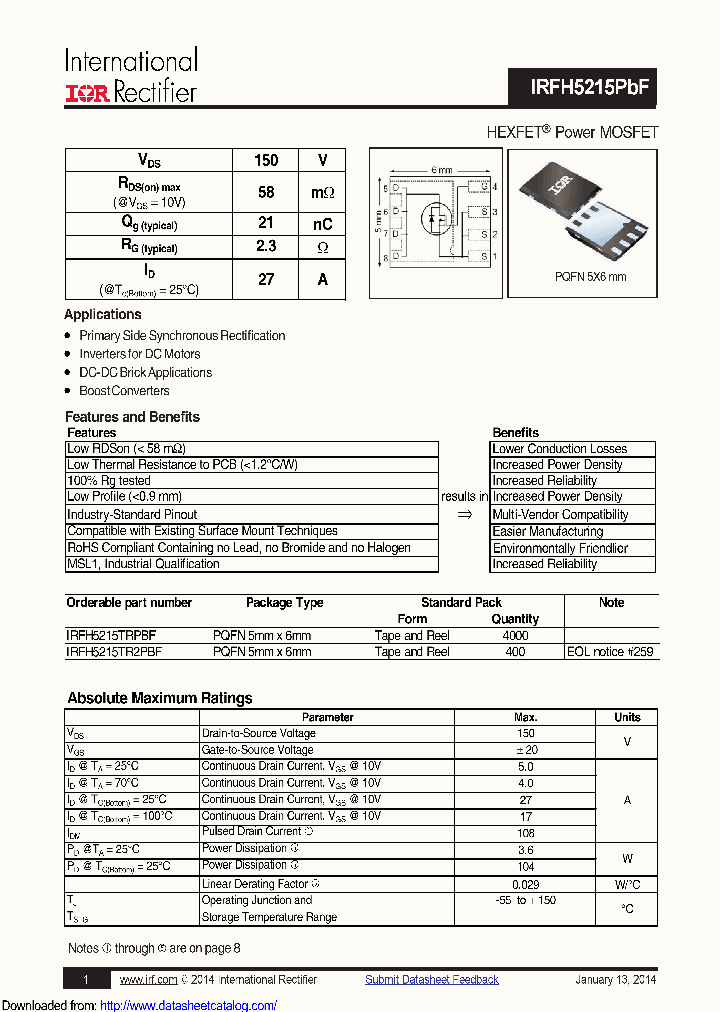 IRFH5215_8642240.PDF Datasheet