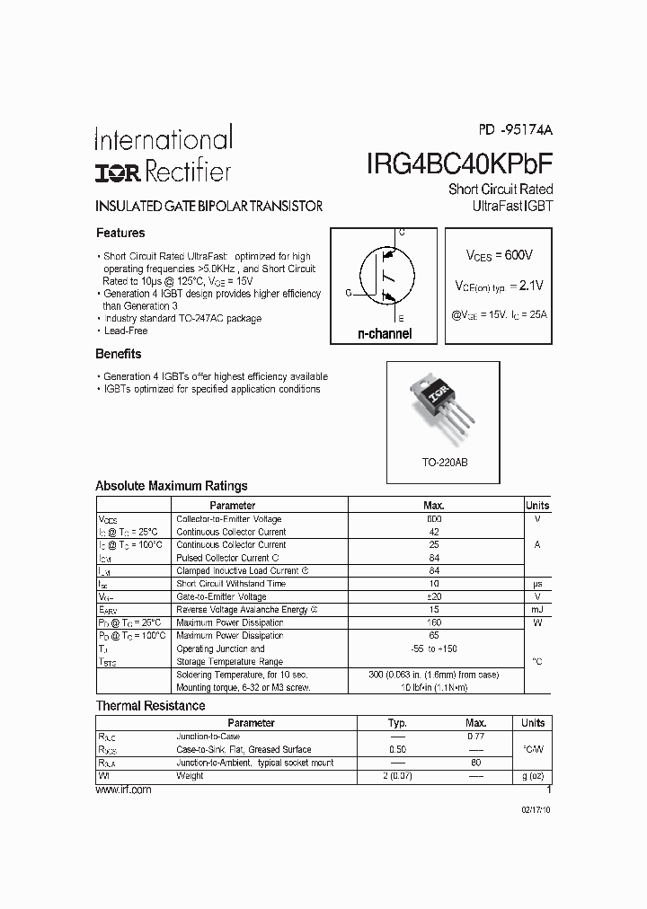 IRG4BC40KPBF-15_8646701.PDF Datasheet