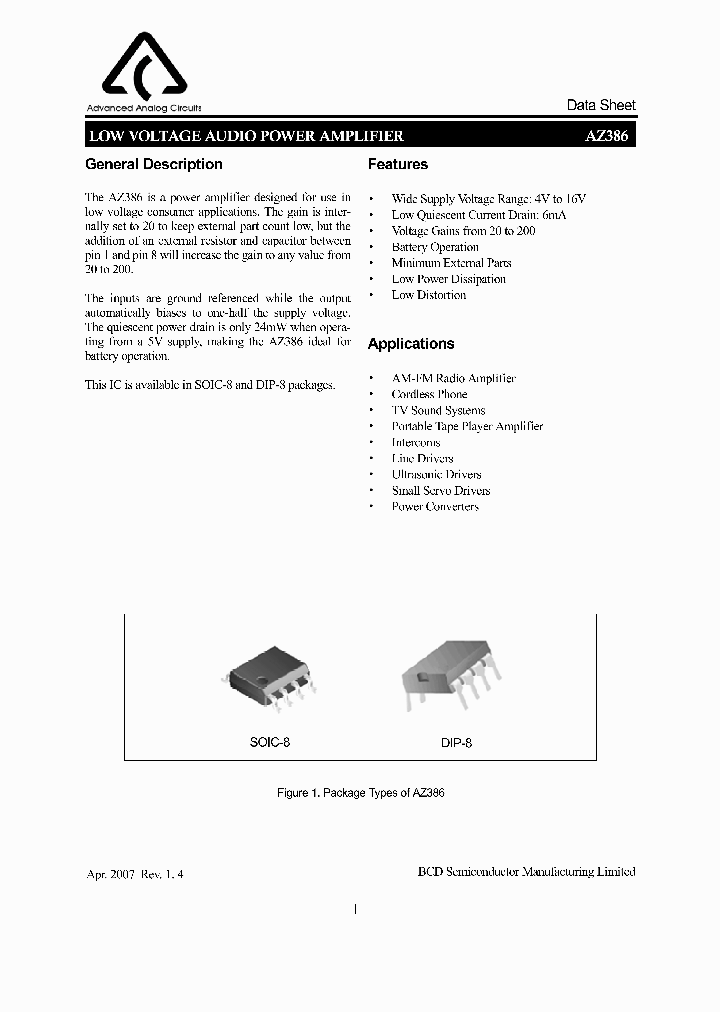 AZ386_8660650.PDF Datasheet Download --- IC-ON-LINE