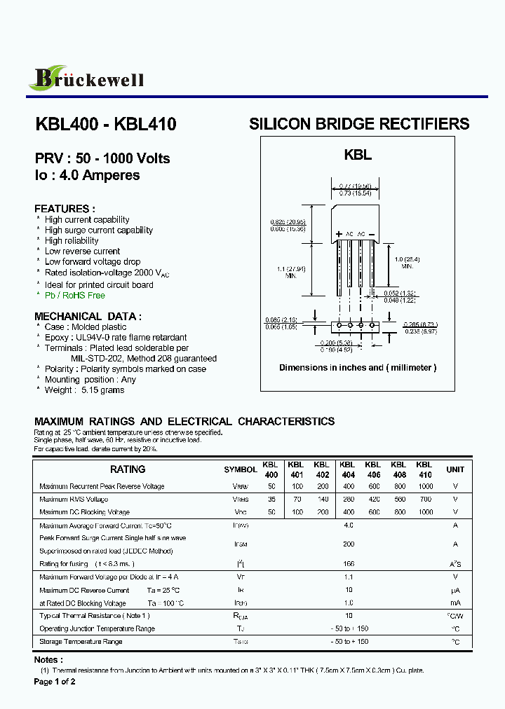 KBL406_8680274.PDF Datasheet