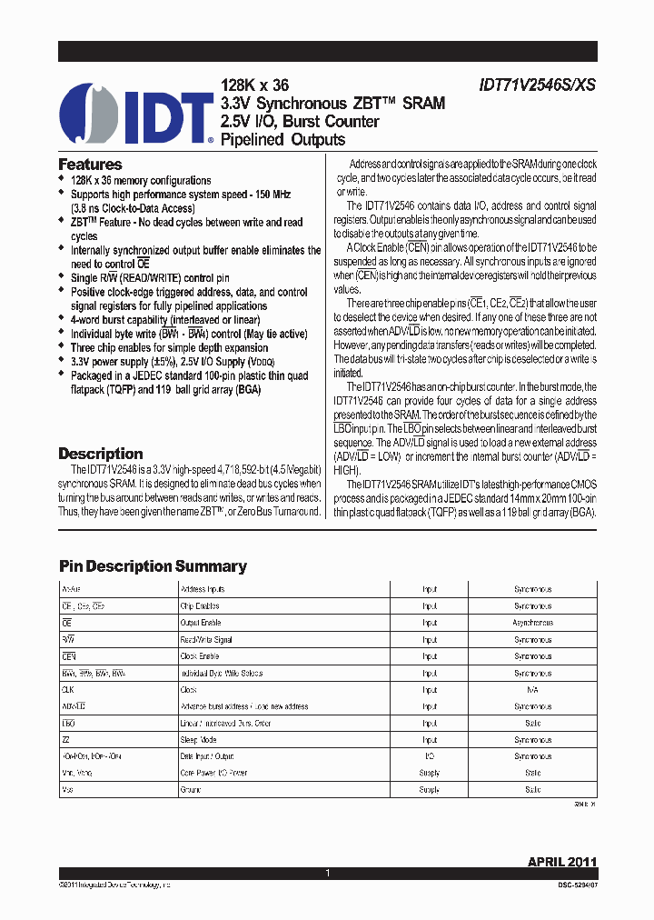 71V2546S133BGGI_8698534.PDF Datasheet