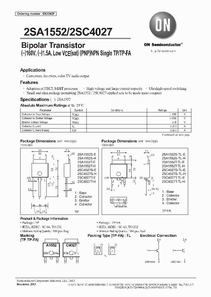 2SA1552T-TL-E_8698808.PDF Datasheet