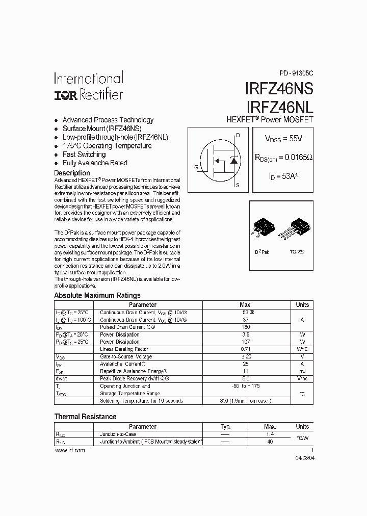 IRFZ46NSLPBF_8746694.PDF Datasheet