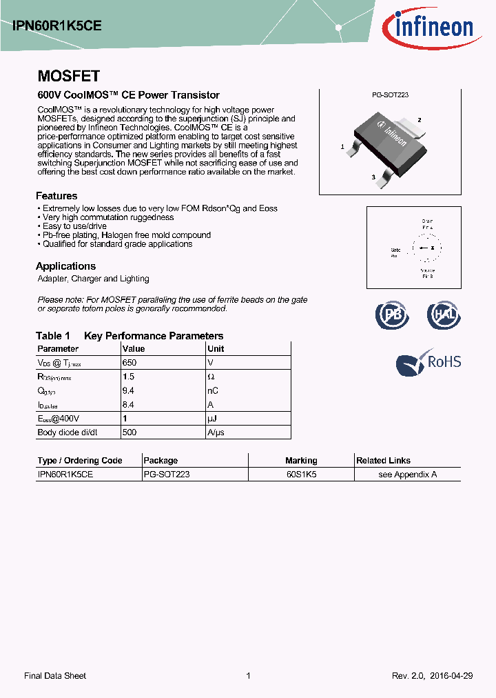 IPN60R1K5CE_8802634.PDF Datasheet