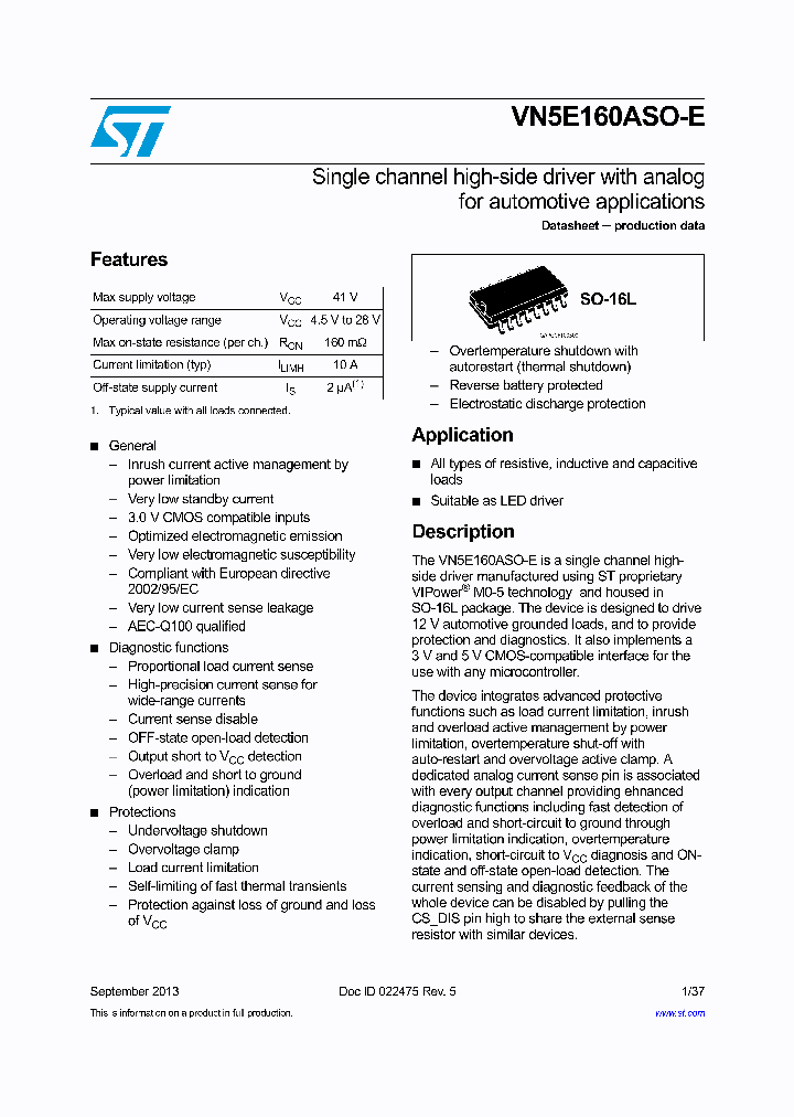 VN5E160ASOTR-E_8817918.PDF Datasheet