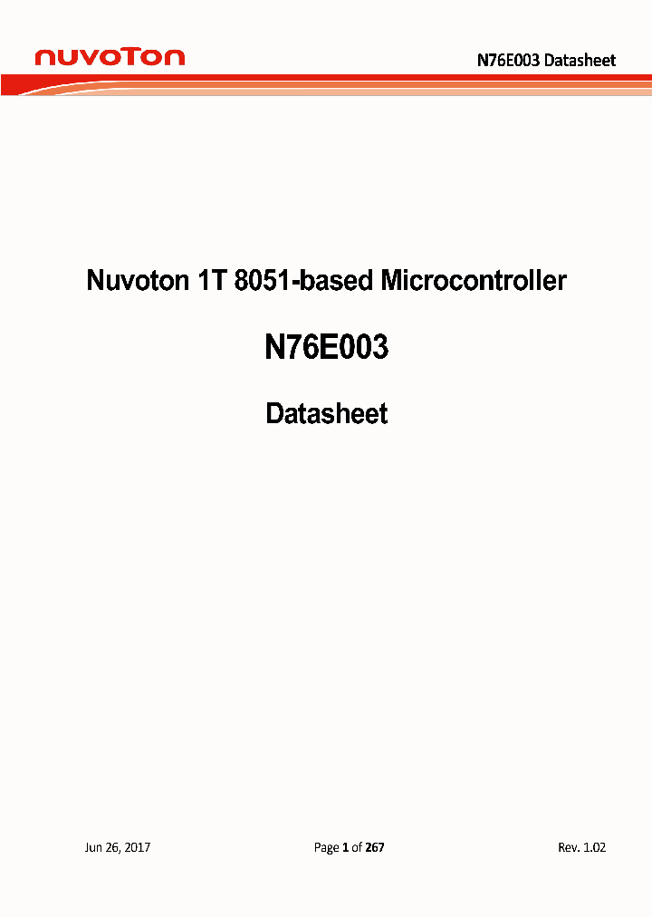 N76E003_8828909.PDF Datasheet