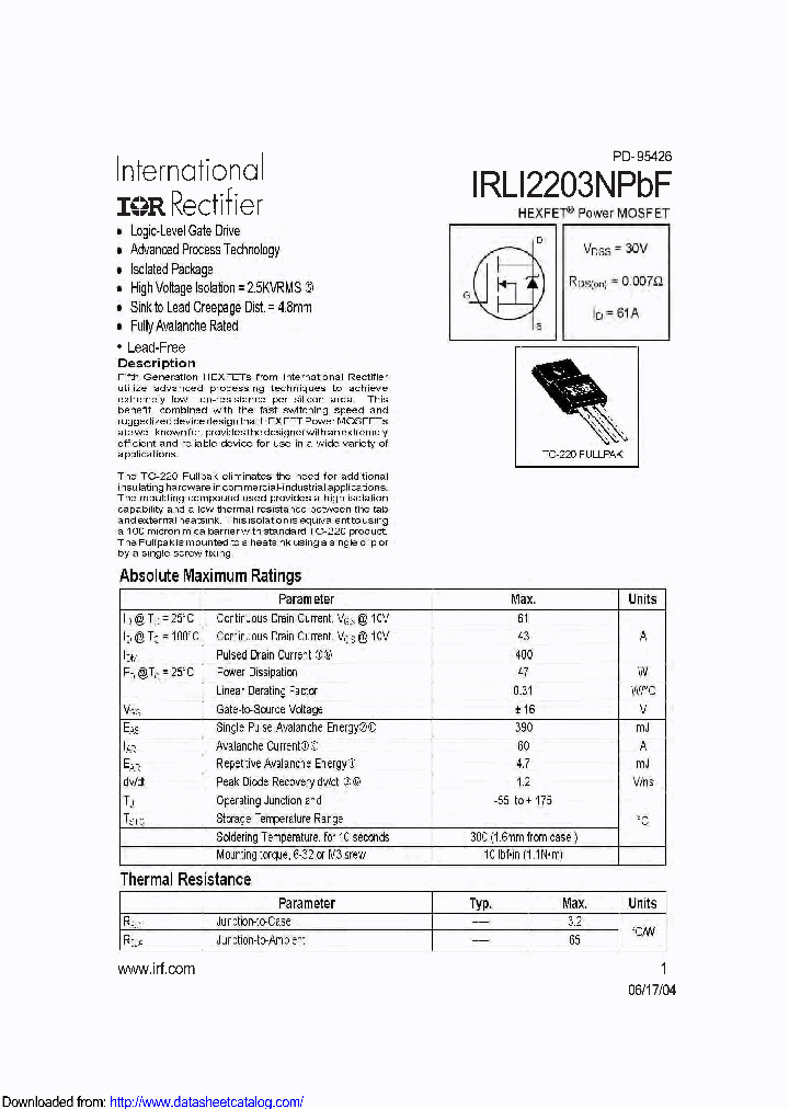 IRLI2203NPBF_8848534.PDF Datasheet