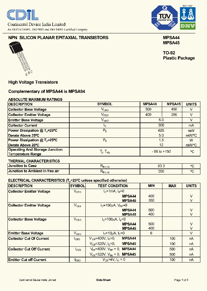 MPSA44_8843445.PDF Datasheet